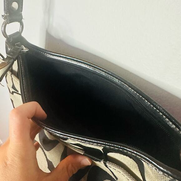 COACH Black Grey C Monogramed Shoulder Purse Crossbody Hand Bag - Picture 12 of 13